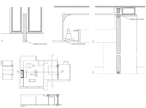 Planta e Cortes da Sala de Estar